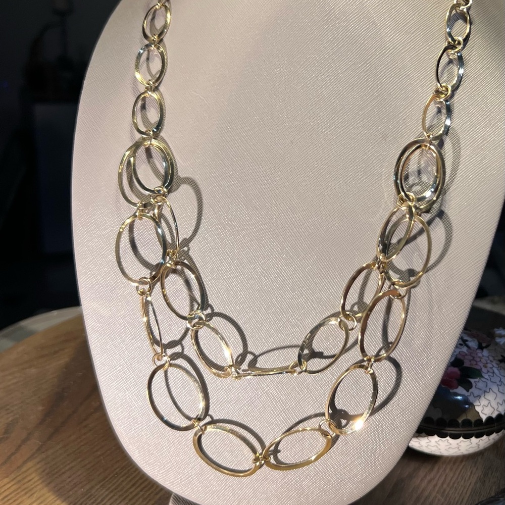 Unique Bargains Gold Oval Link Necklace